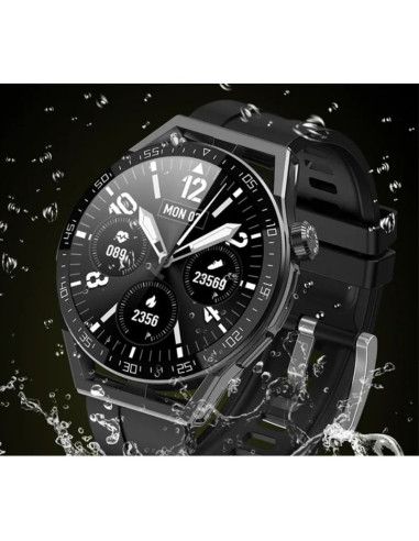 Smartwatch  rubicon rnce88-1 czarny- czarny pasek silikonowy + czarny pasek skórzany