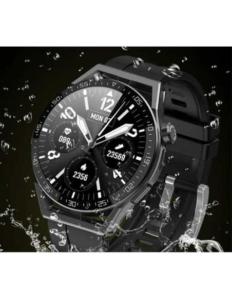 Smartwatch  rubicon rnce88-1 czarny- czarny pasek silikonowy + czarny pasek skórzany