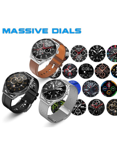 Smartwatch  rubicon rnce88-1 czarny- czarny pasek silikonowy + czarny pasek skórzany