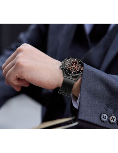 Smartwatch  rubicon rnce88-1 czarny- czarny pasek silikonowy + czarny pasek skórzany