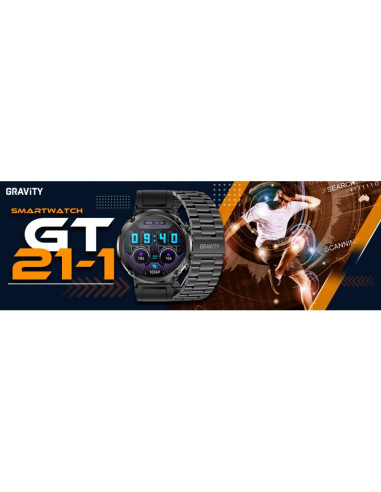 Smartwatch gravity gt21-1+ czarny pasek silikonowy