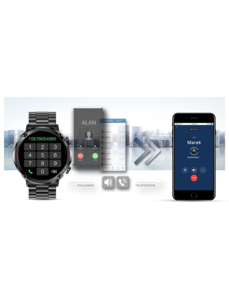 Smartwatch gravity gt21-1+ czarny pasek silikonowy