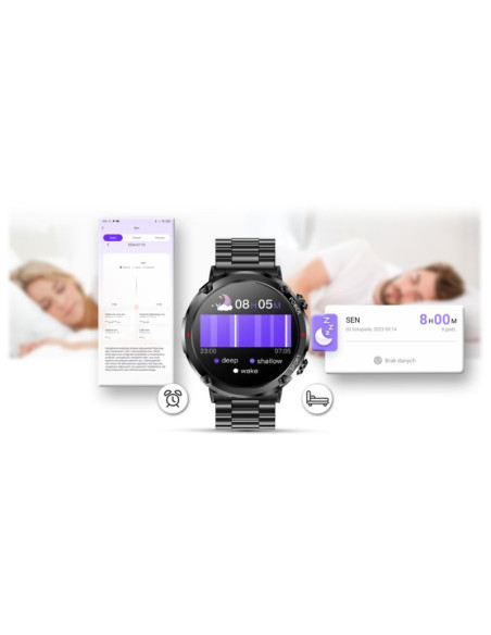 Smartwatch gravity gt21-1+ czarny pasek silikonowy