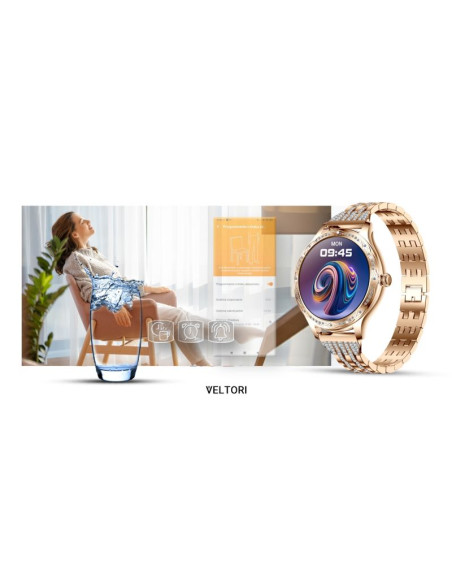 Smartwatch damski veltori vt350-1 bransoleta różowe złoto