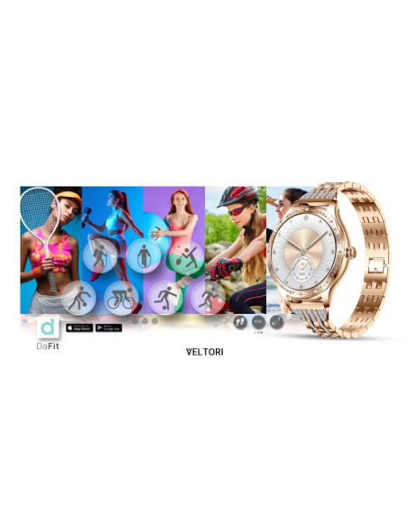 Smartwatch damski veltori vt350-1 bransoleta różowe złoto