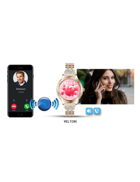 Smartwatch damski veltori vt350-1 bransoleta różowe złoto