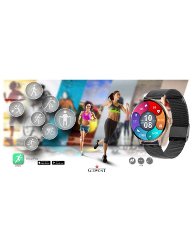 Smartwatch damski giewont różowe złoto czarny gw330-4
