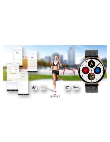 Smartwatch damski giewont różowe złoto czarny gw330-4