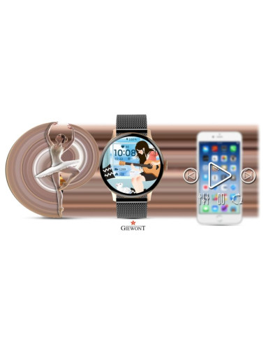 Smartwatch damski giewont różowe złoto czarny gw330-4