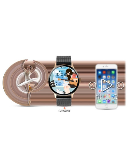 Smartwatch damski giewont różowe złoto czarny gw330-4