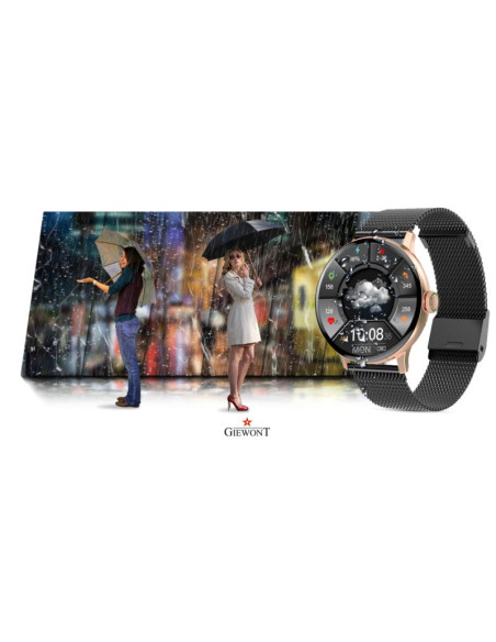Smartwatch damski giewont różowe złoto czarny gw330-4