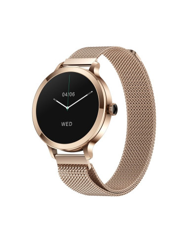 Smartwatch damski veltori vt340-1 złota bransoleta + różowy pasek silikonowy