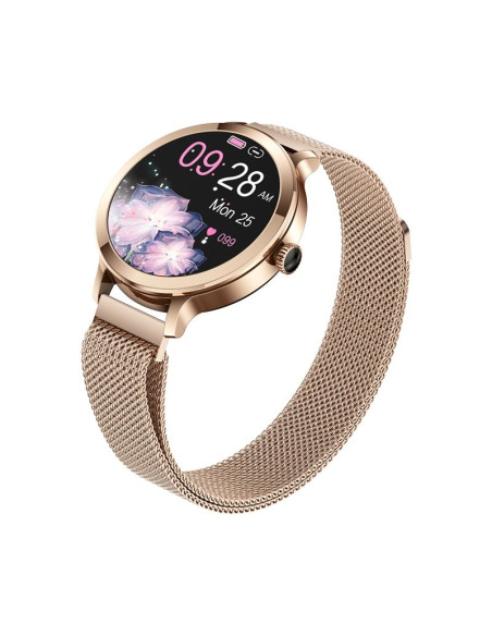 Smartwatch damski veltori vt340-1 złota bransoleta + różowy pasek silikonowy