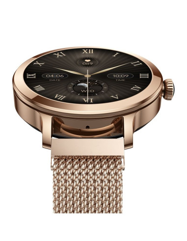 Smartwatch damski veltori vt340-1 złota bransoleta + różowy pasek silikonowy