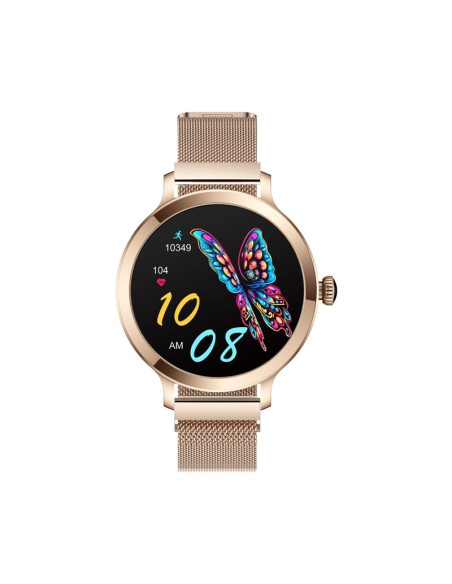 Smartwatch damski veltori vt340-1 złota bransoleta + różowy pasek silikonowy