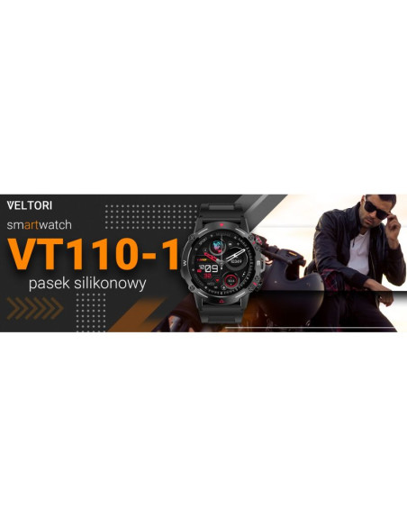 Smartwatch veltori vt110-1 czarny pasek silikonowy