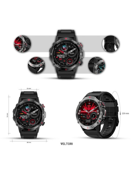 Smartwatch veltori vt110-1 czarny pasek silikonowy