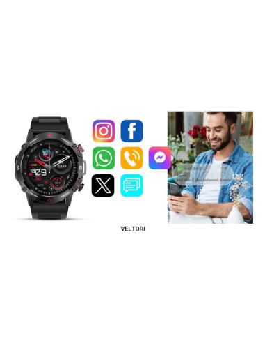 Smartwatch veltori vt110-1 czarny pasek silikonowy