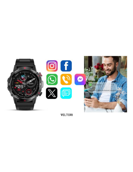 Smartwatch veltori vt110-1 czarny pasek silikonowy