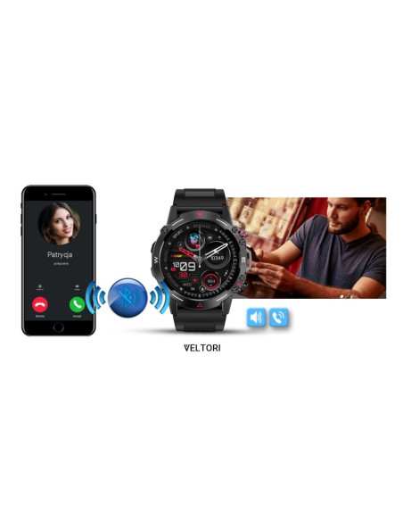 Smartwatch veltori vt110-1 czarny pasek silikonowy
