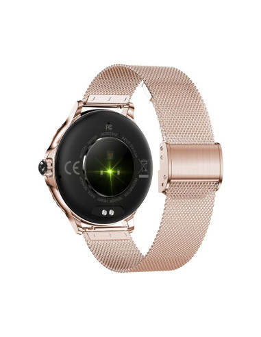 Smartwatch damski veltori vt320-1 złota bransoleta + różowy pasek silikonowy