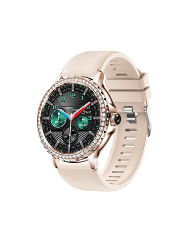 Smartwatch damski veltori vt320-1 złota bransoleta + różowy pasek silikonowy