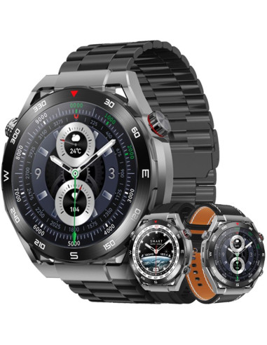 Smartwatch veltori vt100-1 + czarny pasek silikonowy + czarny eko skóra