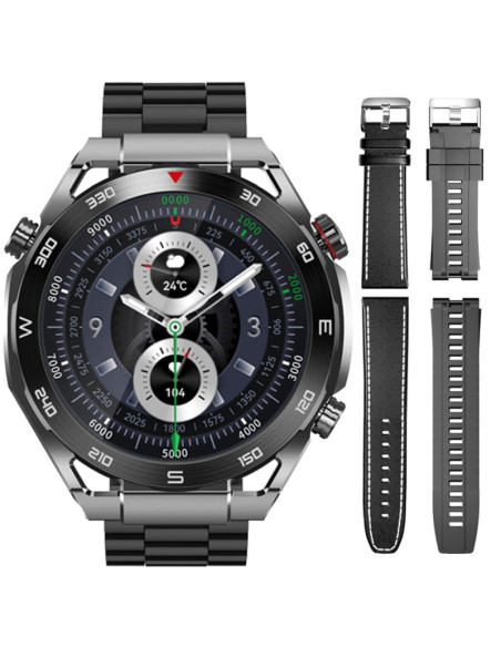 Smartwatch veltori vt100-1 + czarny pasek silikonowy + czarny eko skóra