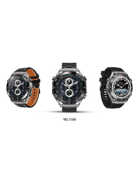 Smartwatch veltori vt100-1 + czarny pasek silikonowy + czarny eko skóra
