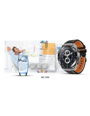 Smartwatch veltori vt100-1 + czarny pasek silikonowy + czarny eko skóra
