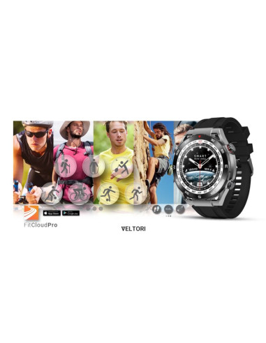Smartwatch veltori vt100-1 + czarny pasek silikonowy + czarny eko skóra