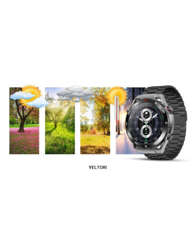 Smartwatch veltori vt100-1 + czarny pasek silikonowy + czarny eko skóra