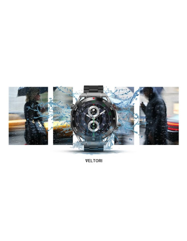 Smartwatch veltori vt100-1 + czarny pasek silikonowy + czarny eko skóra