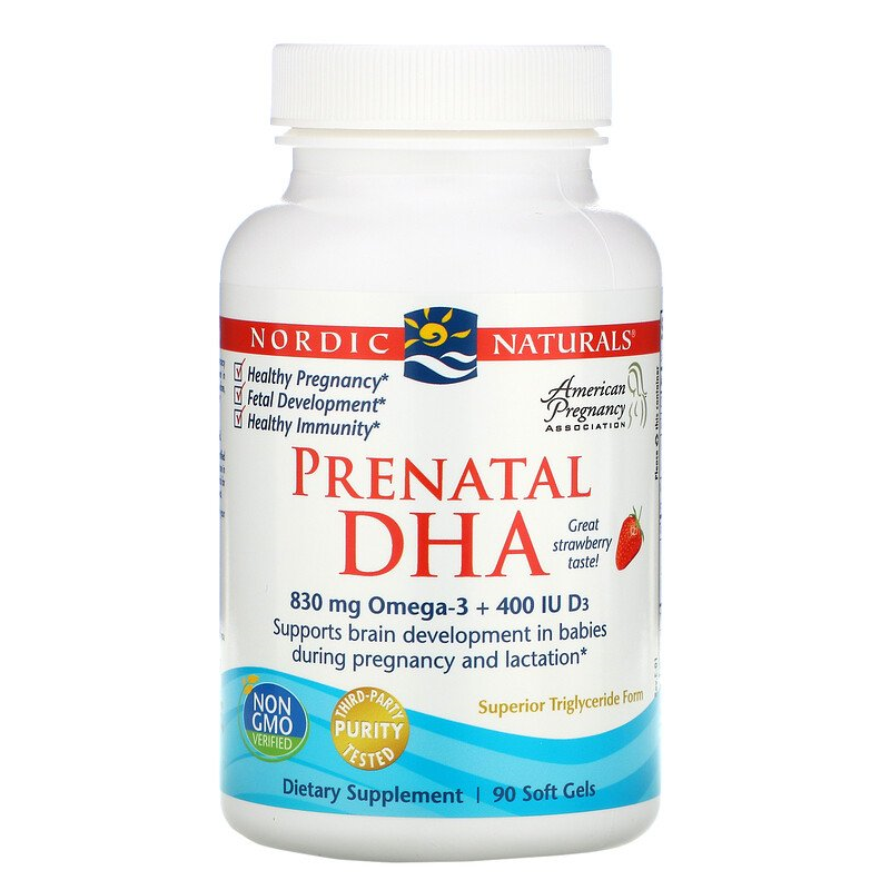 Prenatal DHA Omega 3 i Witamina D3 - strawberry (90 kaps.)