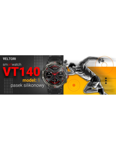 Smartwatch veltori vt140-1 czarny pasek silikonowy