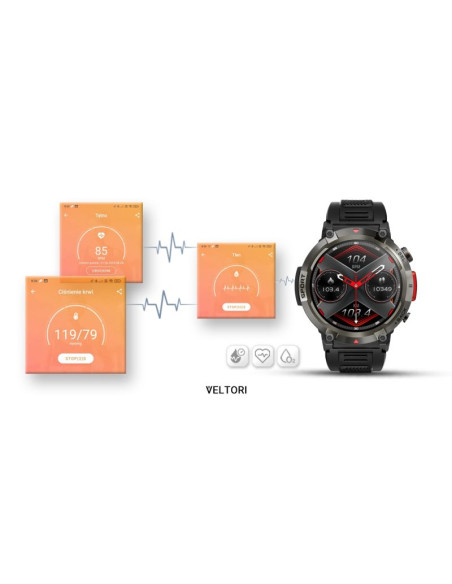 Smartwatch veltori vt140-1 czarny pasek silikonowy