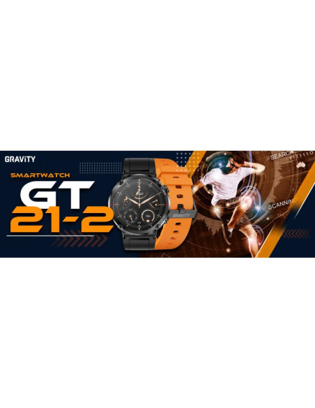 Smartwatch gravity gt21-2 + pomarańczowy pasek silikonowy