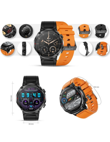 Smartwatch gravity gt21-2 + pomarańczowy pasek silikonowy