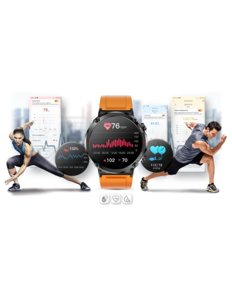 Smartwatch gravity gt21-2 + pomarańczowy pasek silikonowy