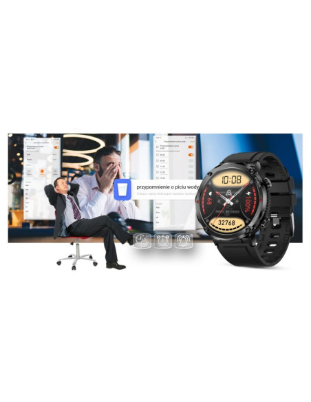 Smartwatch gravity gt21-2 + pomarańczowy pasek silikonowy