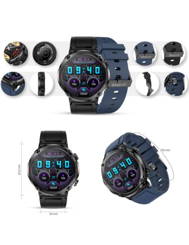 Smartwatch gravity gt21-5 + granatowy pasek silikonowy