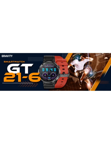 Smartwatch gravity gt21-6 + czerwony pasek silikonowy