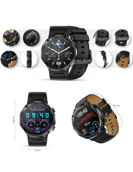 Smartwatch gravity gt21-3 + czarny pasek silikonowy