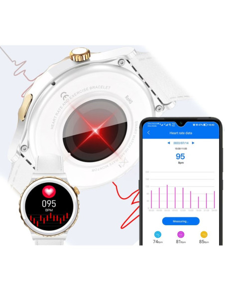 Smartwatch damski rubicon rnce92 pro white/2 x pasek smarub171