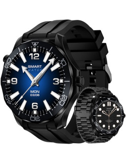 Smartwatch veltori vt150-1 czarny pasek silikonowy + czarna bransoleta 2