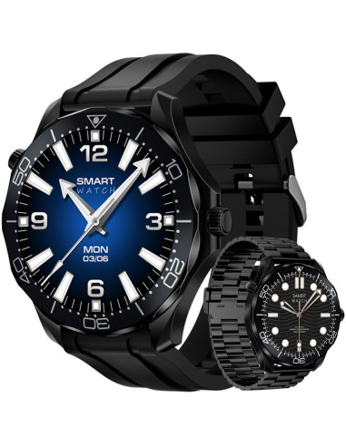 Smartwatch veltori vt150-1 czarny pasek silikonowy + czarna bransoleta