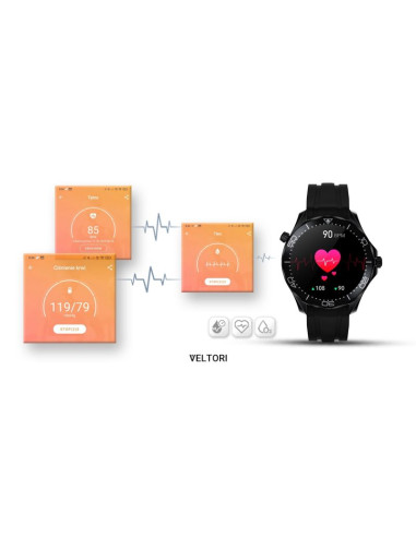 Smartwatch veltori vt150-1 czarny pasek silikonowy + czarna bransoleta