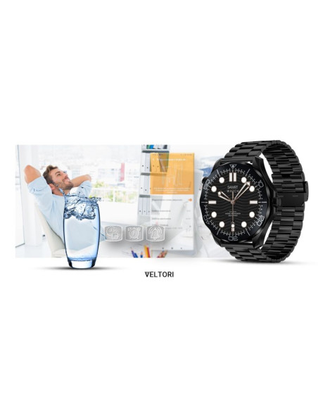 Smartwatch veltori vt150-1 czarny pasek silikonowy + czarna bransoleta