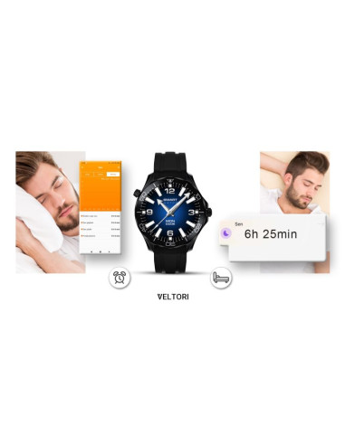Smartwatch veltori vt150-1 czarny pasek silikonowy + czarna bransoleta