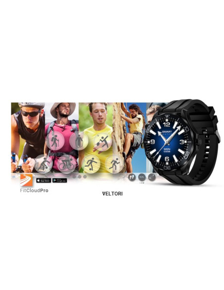 Smartwatch veltori vt150-1 czarny pasek silikonowy + czarna bransoleta